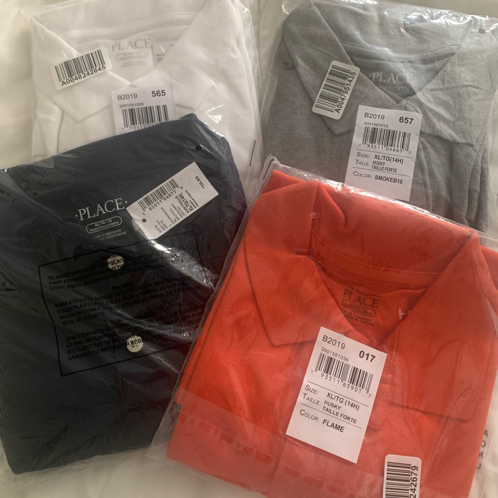 4 New The Children’s Place Polo Shirts 14H XL